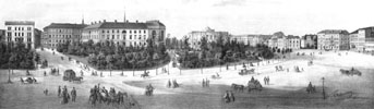 Leipzig um 1860 mit Blick vom Rossplatz auf das heutigen Unversitätsgelände